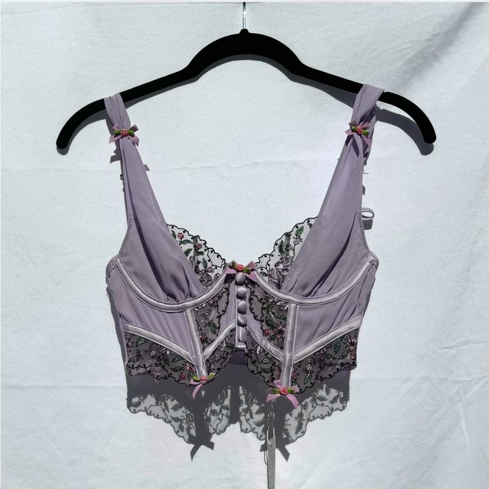 SOLD For Love & Lemons Lace Dainty Bustier Corset Purple Lavender Lilac XXS